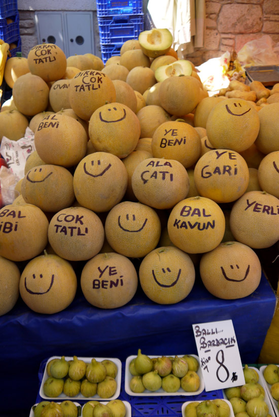 Alaçatı, honeydews at street market, august 2014 Alaçatı, honeydews at street market