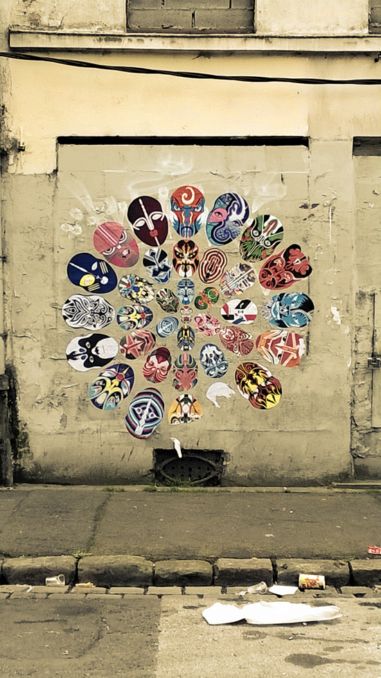 Lille, Wazemmes, Street art, masques, avr. 2014 Lille, Wazemmes, Street art, masques